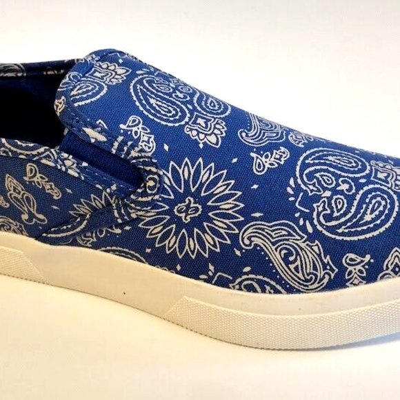 SUN + STONE COMFORT Men's Blue Paisley Cushioned Slip on Skate Shoes - Picture 4 of 6